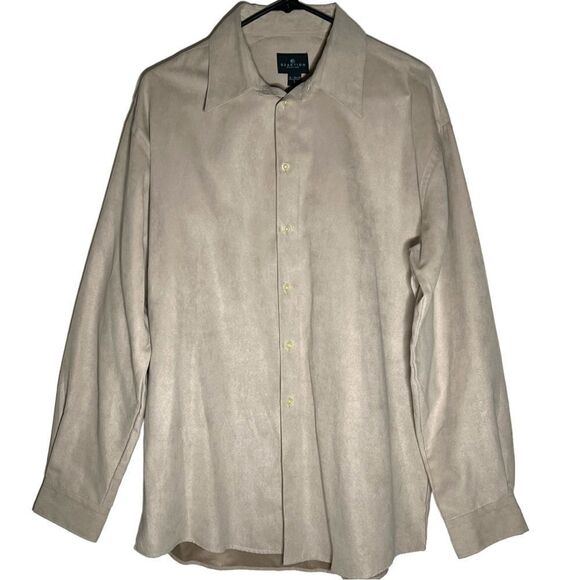 REACTION KENNETH Cole Shirt, Tan, Suede Textured Feels Size 16 34-35 L - Picture 1 of 3